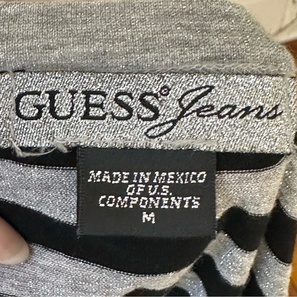 GUESS JEANS Y2K Striped Whimsigoth Skater Longlined Long Sleeve Size M - Picture 5 of 6